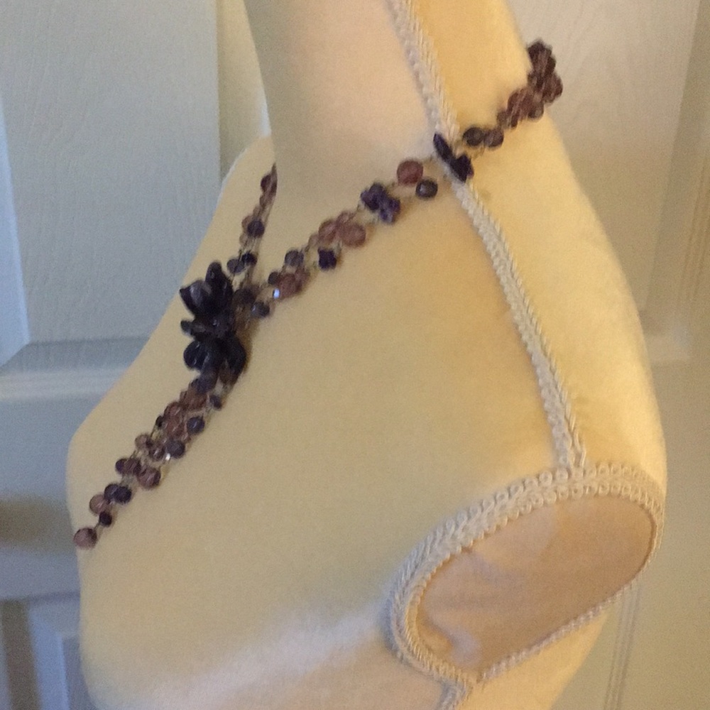 Amethyst Floral choker waterfall necklace. - Picture 2 of 8